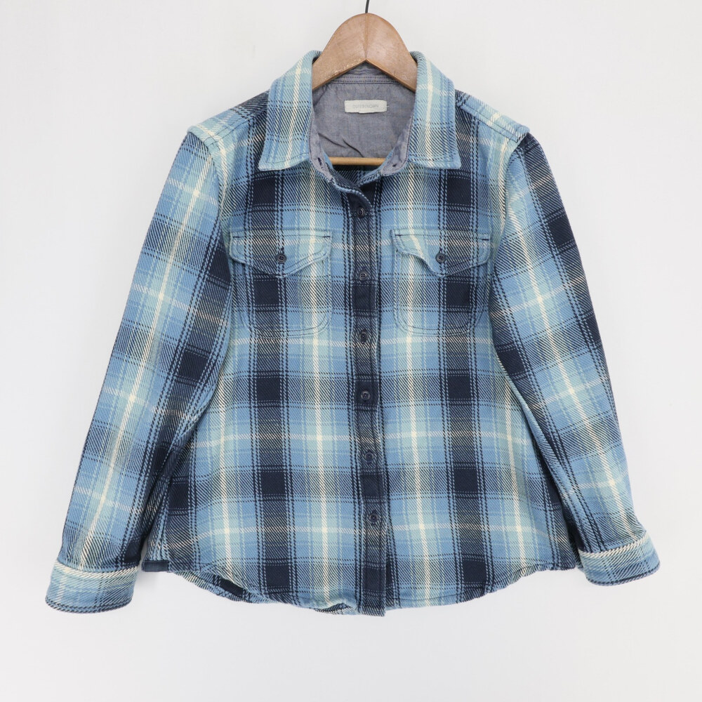 Outerknown Blanket Shirt Shirt Womens XS/S Blue Plaid Heavyweight Organic